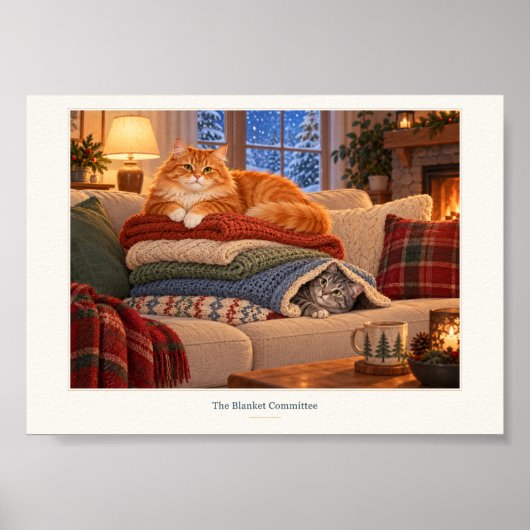 Poster Comité de la Couverture Chats Confortables Art (Devant)