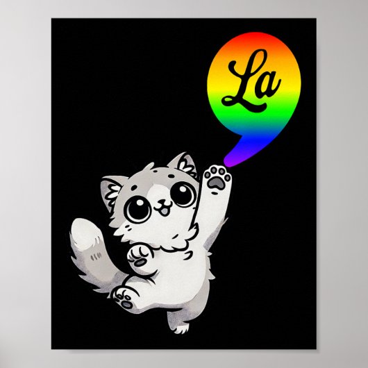 Poster Comma-la avec Cat mignon Kamala Rainbow Design (Devant)