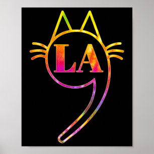 Poster Comma La Kamala Cat Tie Dye Retro Harris 2024 Femm