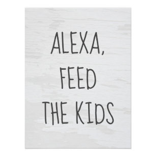Poster Commande Alexa Humour sur fond blanc texturé