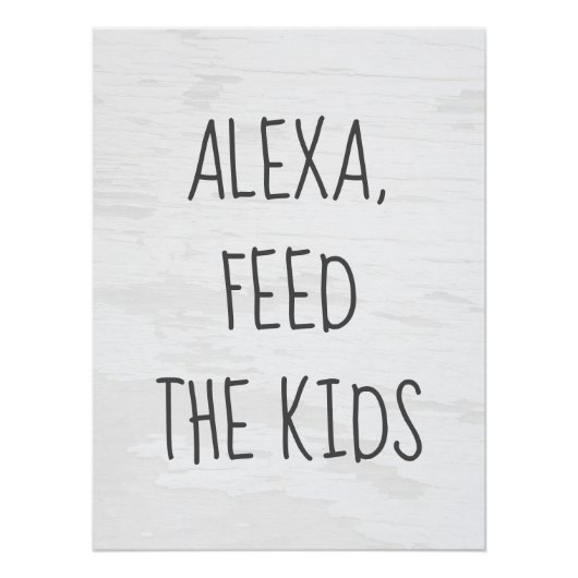 Poster Commande Alexa Humour sur fond blanc texturé (Devant)