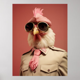 Poster Commandeur de poulet de Pâques élégant