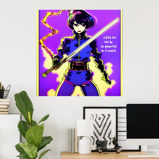 Poster Comme une épée. Texte modifiable. (Bureau à domicile)
