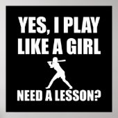 Poster Comme Une Fille Softball (Devant)