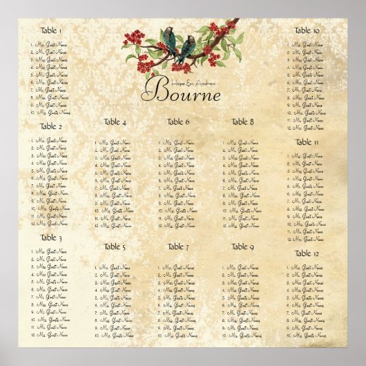 Poster Commence à 13,20 $ Plan de table 12 tables (Devant)