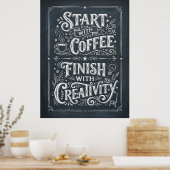 Poster commencer avec du café finir avec de la créativité (Cuisine)