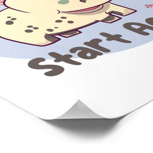 Poster Commencez à nouveau Kawaii bébé mignon hippo drôle (Coin)