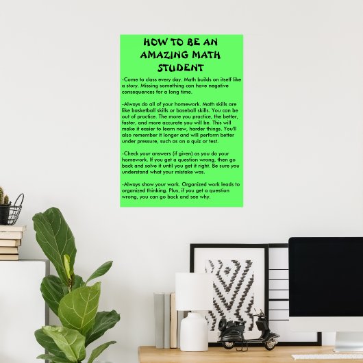 Poster comment être un étudiant en mathématiques extraord (Bureau à domicile)