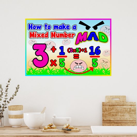 Poster Comment faire un numéro mixte MAD = Ancre Chart (Cuisine)