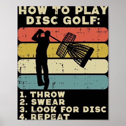 Poster Comment jouer au golf de disque Sunset Retro Frisb (Devant)