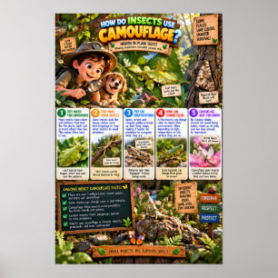 Poster Comment les insectes utilisent le camouflage Infog