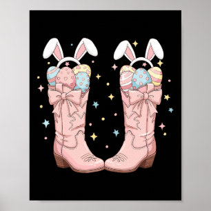Poster Comment Pâques Ouest Bunny de Pâques Bottes de Cow