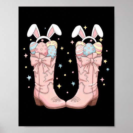 Poster Comment Pâques Ouest Bunny de Pâques Bottes de Cow (Devant)