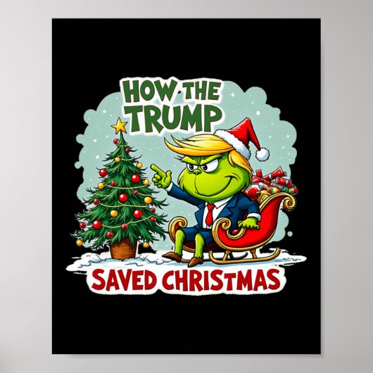 Poster Comment Trump a sauvé Noël Drôle Trump Christma (Devant)