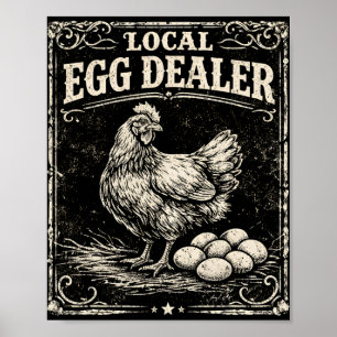 Poster Commerçant d'oeufs local drôle ferme de poulets Pâ