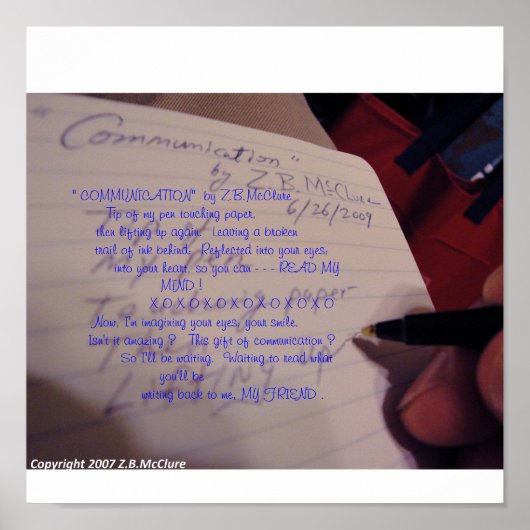 Poster "COMMUNICATION" poème de Z.B.McClure (Devant)
