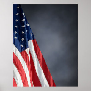 Poster COMPACT PHOTO BACKDROP - US Flag on Gray Blue