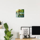 Poster Compagnies Lily Pad : Grenouilles dans un étang Tr (Bureau à domicile)