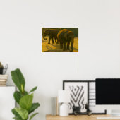 Poster Compagnons d'or - Trio d'éléphants à lumière chaud (Bureau à domicile)