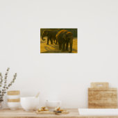 Poster Compagnons d'or - Trio d'éléphants à lumière chaud (Cuisine)