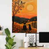 Poster Compagnons du coucher de soleil doré – Art serein (Bureau à domicile)