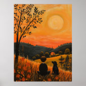 Poster Compagnons du coucher de soleil doré – Art serein (Devant)