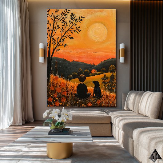 Poster Compagnons du coucher de soleil doré – Art serein