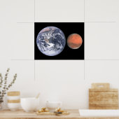 Poster Comparaison de la taille de la Terre et de Mars da (Cuisine)