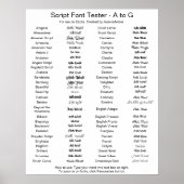 Poster Comparaison de polices de script Zazzle A - G (Devant)