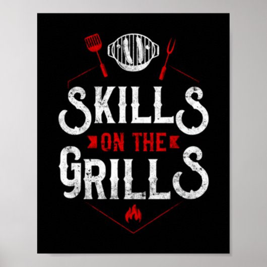Poster Compétences de fumeur de barbecue masculin sur le  (Devant)