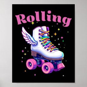 Poster Compétences de patin à roulettes colorées drôles F