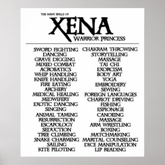 Poster Compétences De Xena
