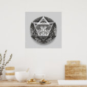 Poster Complex Geometric Line Art: Icosahedron Infinity (Cuisine)