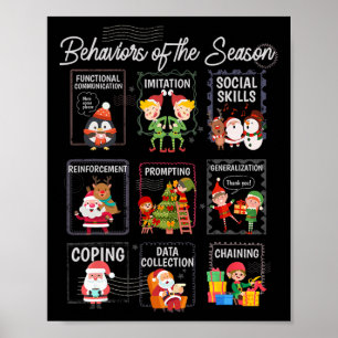 Poster Comportements de la saison sped enseignant Noël Ab