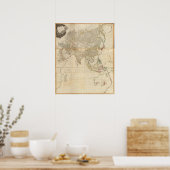 Poster Composite Asia hand colored map (Cuisine)