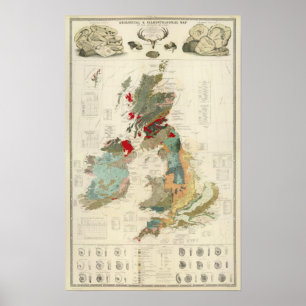 Poster Composite Carte géologique, paléontologique