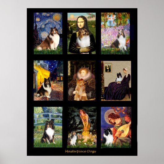 Poster Composite d'art célèbre de Berger des Shetland (Devant)