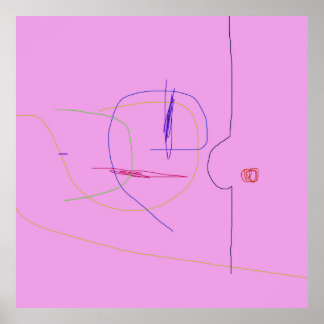 Poster Composition Abstraite vive sur rose solide