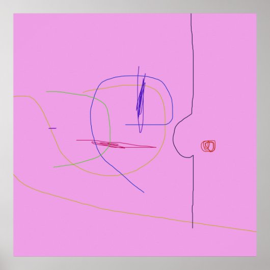 Poster Composition Abstraite vive sur rose solide (Devant)