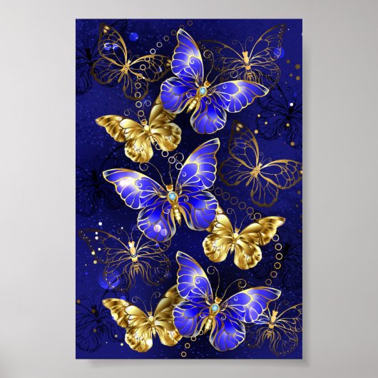 Poster Composition aux papillons de saphir (Devant)