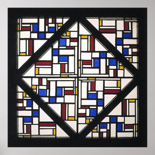 Poster Composition avec fenêtre avec verre coloré (Devant)