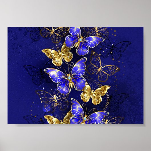 Poster Composition avec papillons de saphir (Devant)