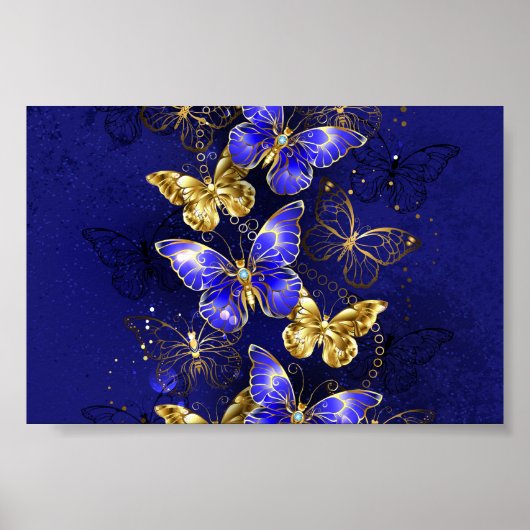 Poster Composition avec papillons Sapphire (Devant)