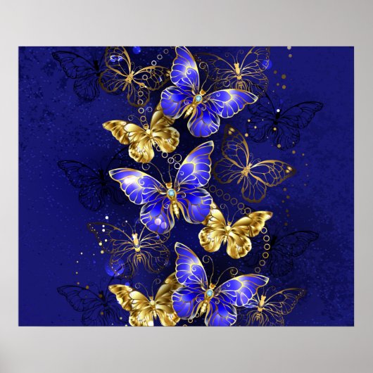 Poster Composition avec papillons Sapphire (Devant)