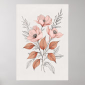 Poster Composition de fleurs sauvages rose (Devant)