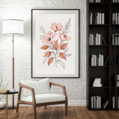 Poster Composition de fleurs sauvages rose
