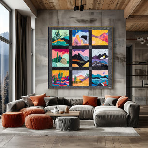 Poster Composition de grille de paysage géométrique gras