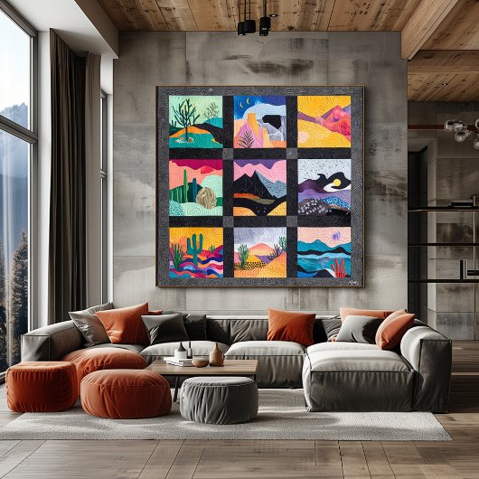 Poster Composition de grille de paysage géométrique gras