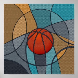 Poster Composition de l'art Abstrait du basket-ball