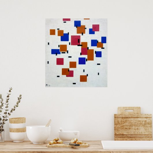Poster Composition de Mondrian en couleur A (Cuisine)